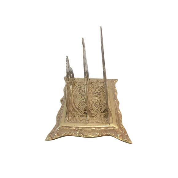 VTG Hollywood Regency Letter Mail Holder Brass Desk Organizer Korea - Picture 3 of 9